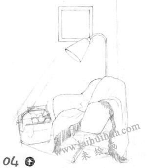 卧室素描画线稿画法步骤04