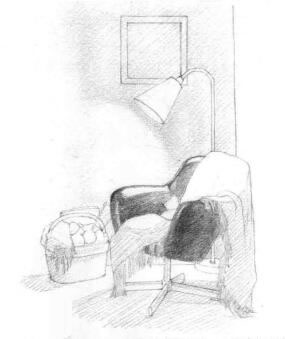 卧室素描铺色画法步骤02