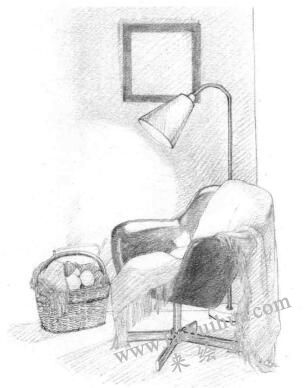 卧室素描铺色画法步骤03