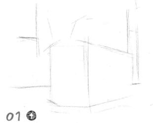 街景素描画线稿画法步骤01