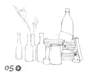 书房一角素描画线稿画法步骤05