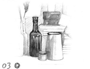 书房一角素描铺色画法步骤03
