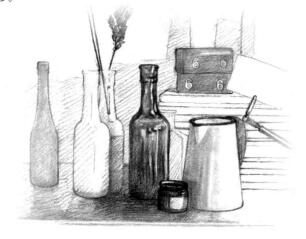 书房一角素描铺色画法步骤04