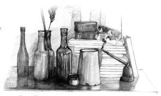 书房一角素描铺色画法步骤06