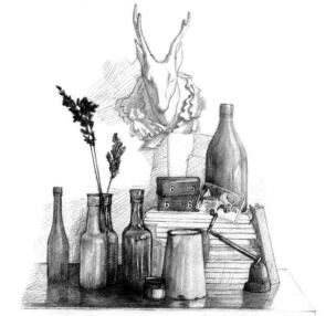 书房一角素描铺色画法步骤07