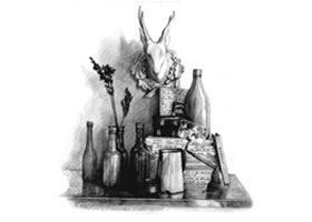 书房一角素描画法