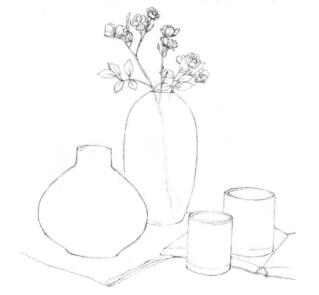 素雅装饰素描画线稿画法步骤04