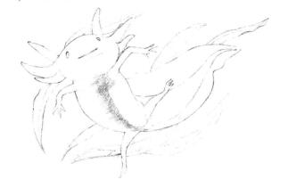 六角恐龙的素描铺大色画法步骤01