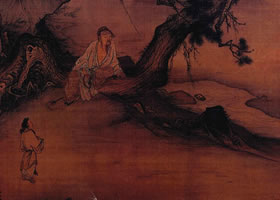 南宋画家马麟《静听松风图轴》欣赏