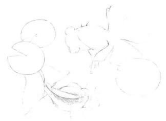 碟尾金鱼素描铺大色画法步骤01