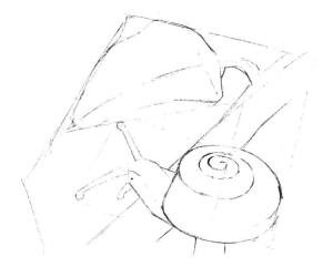 蜗牛的素描画线稿画法步骤02