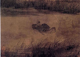 元代吴镇《芦花寒雁图轴》欣赏