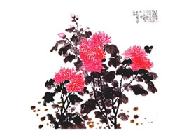 红菊的国画画法