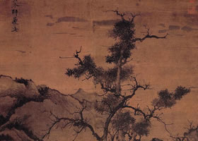 元代张舜咨《古木飞泉图轴》欣赏