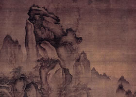元代唐棣《仿郭熙秋山行旅图轴》欣赏