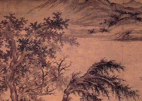 元代盛懋《秋舸清啸图轴》欣赏