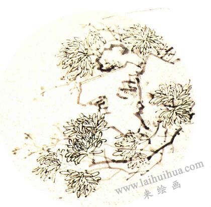 团扇菊花的画法步骤03，范例一