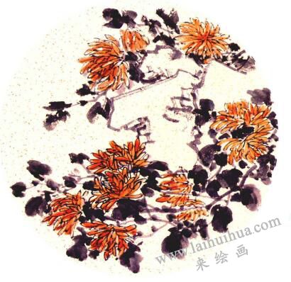 团扇菊花的画法步骤05，范例一