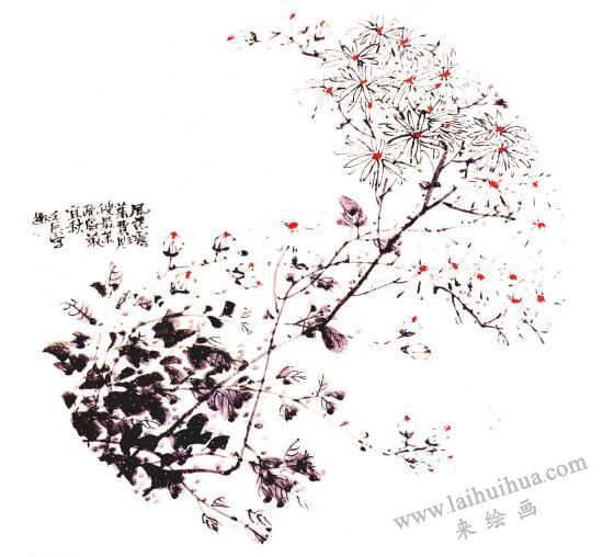 团扇菊花的画法步骤05，范例四