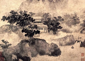 戴进《仿燕文贵山水图轴》欣赏