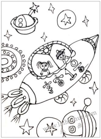 宇宙世界儿童画画法步骤03