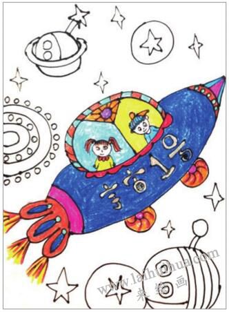 宇宙世界儿童画画法步骤04
