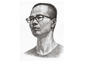中年人头像素描画法