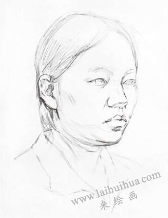 女青年头像素描画法步骤01
