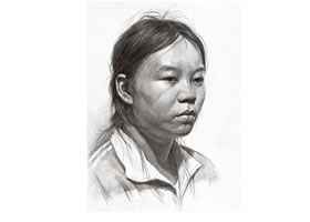 女青年头像素描画法（一）