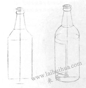 瓶子（酒瓶）的素描画法步骤01、02