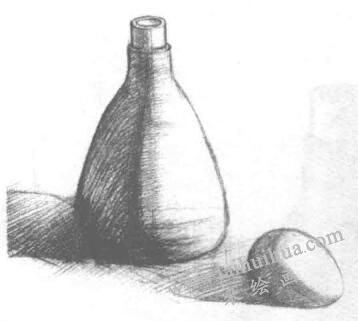 瓶子和鸡蛋组合的素描画法步骤03