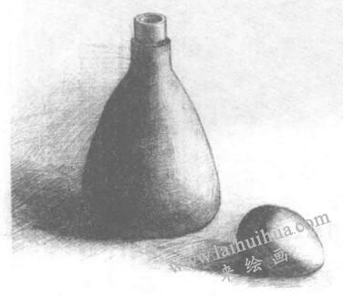 瓶子和鸡蛋组合的素描画法步骤04