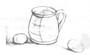 杯子和鸡蛋组合素描画法步骤03
