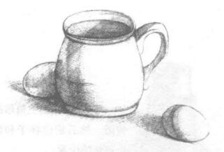 杯子和鸡蛋组合素描画法步骤04