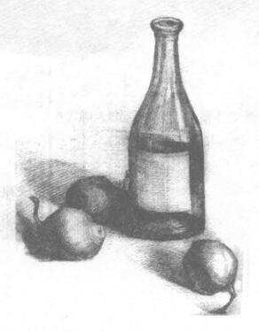 瓶子和梨子组合素描画法步骤04