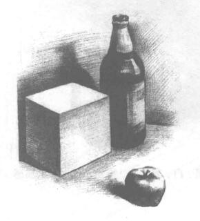 三个静物组合素描画法步骤04