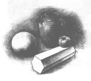 四个静物组合素描画法步骤04