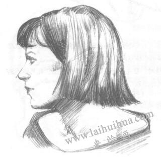 女性头部素描绘制步骤02