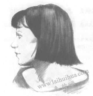 女性头部素描绘制步骤03