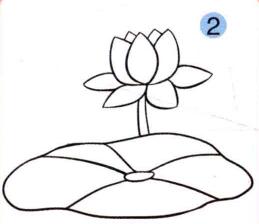 荷花儿童画画法步骤02