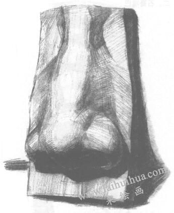 石膏鼻子素描画