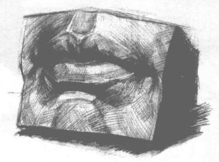 石膏嘴巴的素描画法步骤04