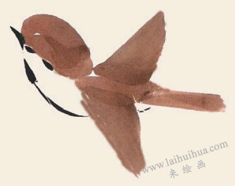 麻雀儿童国画画法步骤04