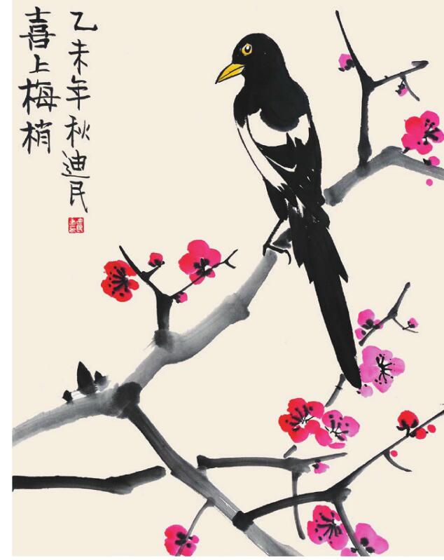 喜鹊儿童国画