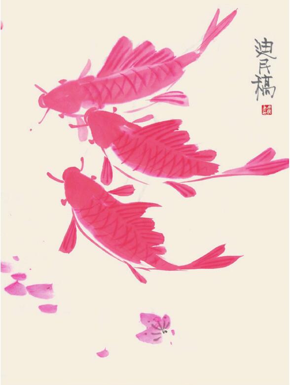 鲤鱼儿童国画