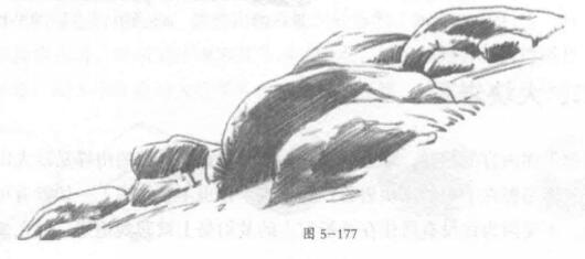 风景素描中大块岩石的素描画法03