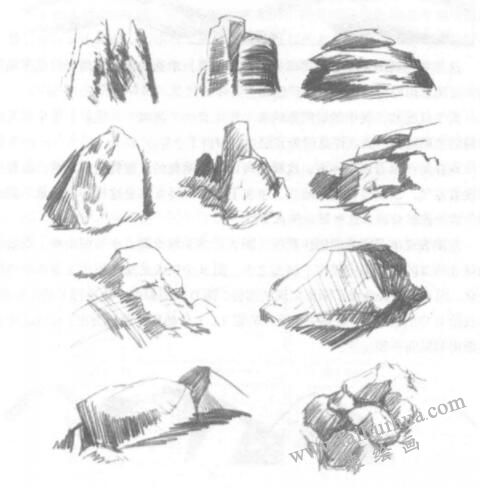 岩石写生素描画法