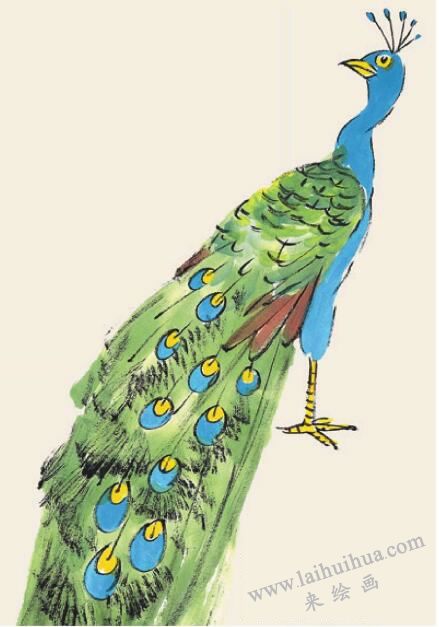 孔雀儿童国画