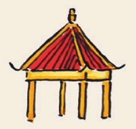 凉亭儿童国画