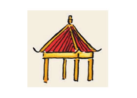 凉亭儿童国画